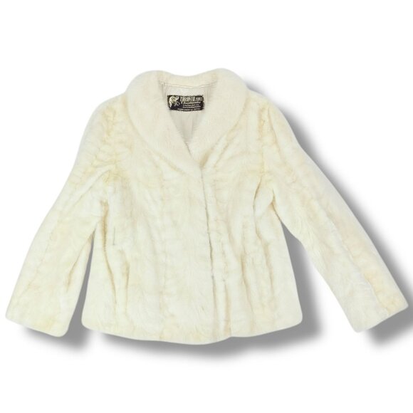 Vintage Toronto Furs Women's Ivory White Mink Real Fur Short Coat Medium / M - Picture 1 of 16